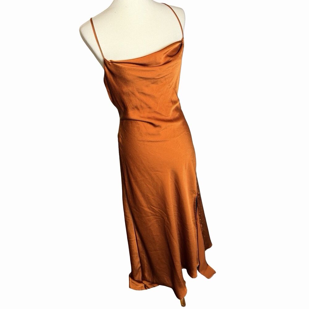 ASTR the Label Gala Slip Dress Women's Size M Orange Strappy Back Lace-Up